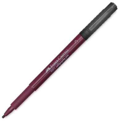 Purple Faber-Castell Pitt Artist Pen double-ended marker with a black cap and fine nib exposed at the tip.