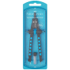 Blue adjustable compass set in plastic packaging labeled Faber-Castell Schnellverstellzirkel for precise circle drawing.