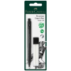 Faber-Castell Precision Eraser Pen kit in green packaging, showing a black eraser pen and three white refills.
