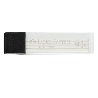 Faber-Castell refill eraser set in a clear plastic case with a black cap on the left side.