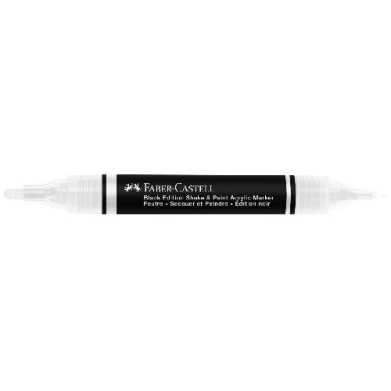 Double-ended Faber-Castell Black Edition Shake & Paint acrylic marker with brush and fine tips.