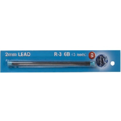 Blue blister-pack containing a 2mm lead refill, labeled R-3 6B, with 13 leads included.
