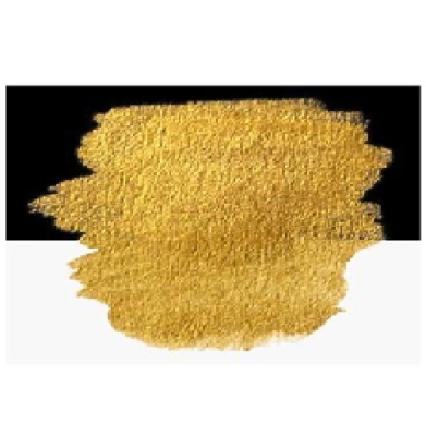 Abstract gold paint smear across a black and white split background, resembling a brush stroke.