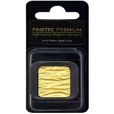 Packaging for Finetec Premium gold pearl art sheet; a gold square foil is visible in a clear plastic tray inside a black backing.
