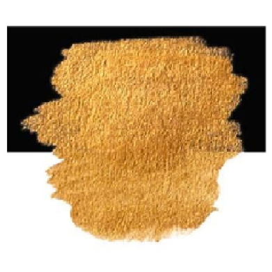 Golden brush stroke smear on a black background, with a white surrounding margin.