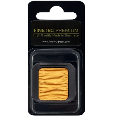 Finetec Premium pigment block in orange-gold wrapped in black blister packaging with a 'Finetec Premium' label above.