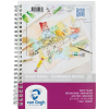 Spiral-bound Van Gogh mixed media sketchbook cover with a colorful collage map and art tools (paints, pencils).