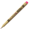Beige Micron 08 archival ink fineliner pen with a pink cap photographed at an angle.