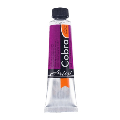 Purple-labeled Cobral Artist paint tube with a black cap, standing upright.