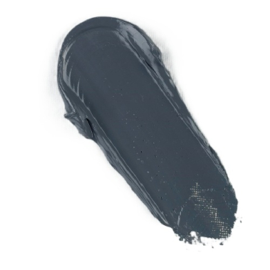 Thick, charcoal-gray paint stroke smeared diagonally on a white background.