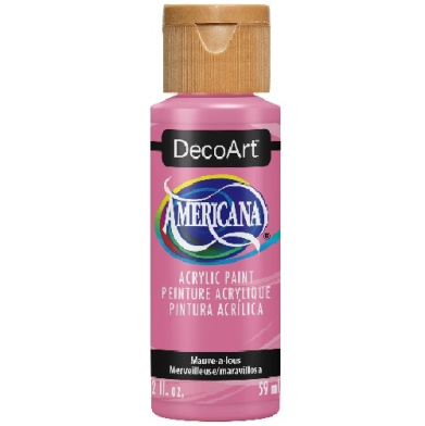 Bottle of DecoArt Americana acrylic paint in Mauve-a-lous pink color, 2 fl oz (59 ml)