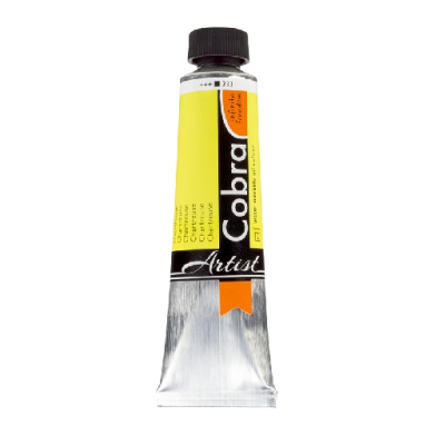 Artist's paint tube labeled 'Cobra Artist' with a yellow label and black cap.