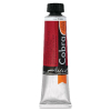 Tube of Cobral Artists' oil paint with a red label and black vertical text, black cap, and orange ribbon detail