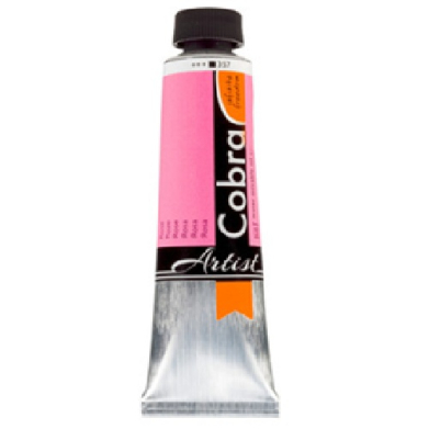 Pink acrylic paint tube with a black cap, labeled Cobra Art.