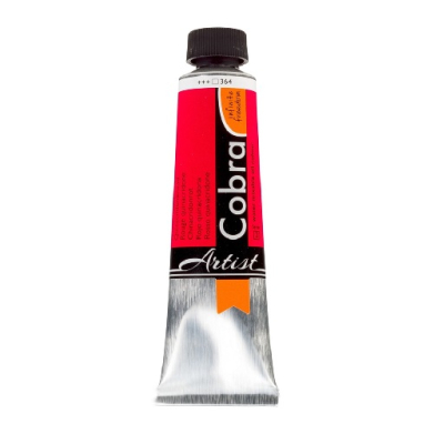 Colobra Artist paint tube with a red label, black cap, and silver squeezed end.