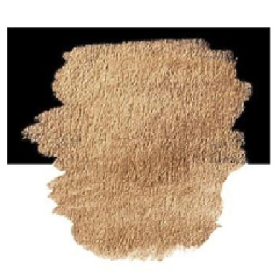 Beige makeup powder swatch smeared on a black background.