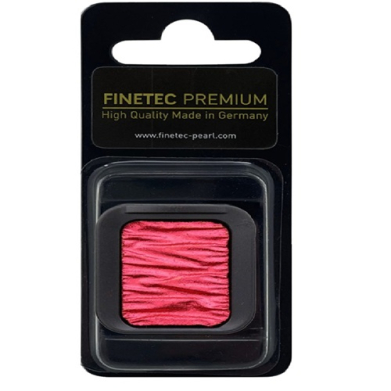 Finetec Premium pink thread spool in a black plastic case mounted on a display card, showing brand text “FINETEC PREMIUM” on top.