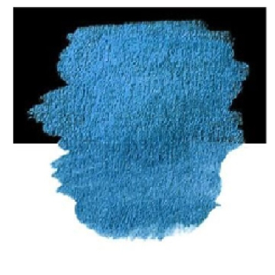 Blue paint blotch/brush stroke on a white background (abstract texture)