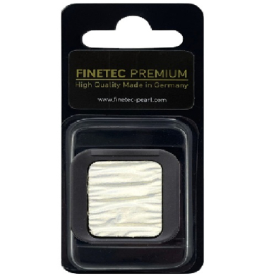 Finetec Premium pearl pigment set on a black display card with a square white pigment pad in a gray frame