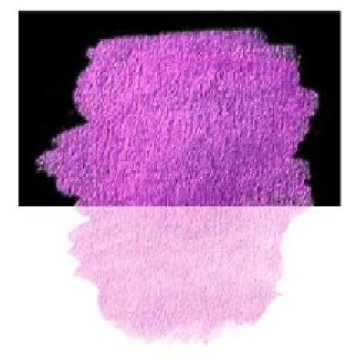 Two watercolor blotches: a dark purple blob on black above a pale pink blob on white, overlapping slightly in an abstract design.